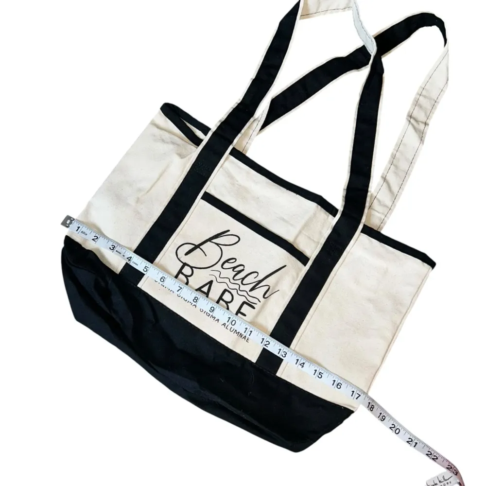 Off White & Black Tri Sigma Sorority Beach Bag Travel Tote Alumnae Greeklife! - Image 3