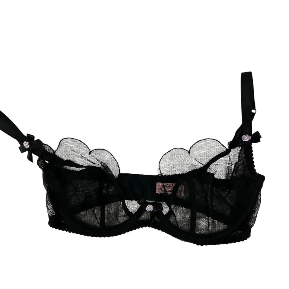 Agent Provocateur Women's Lorna‎ Lace Plunge Underwired Bra Size 32DD Black Mesh - Image 7