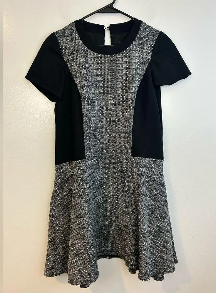 Madewell Short Sleeve Texture Tribune Black/Grey Fit & Flare Dress Size 2 - Image 2