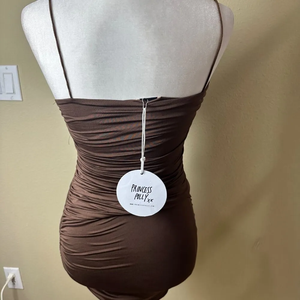 New NWT PRINCESS POLLY Loren Mini Dress Brown Size 2 - Image 5