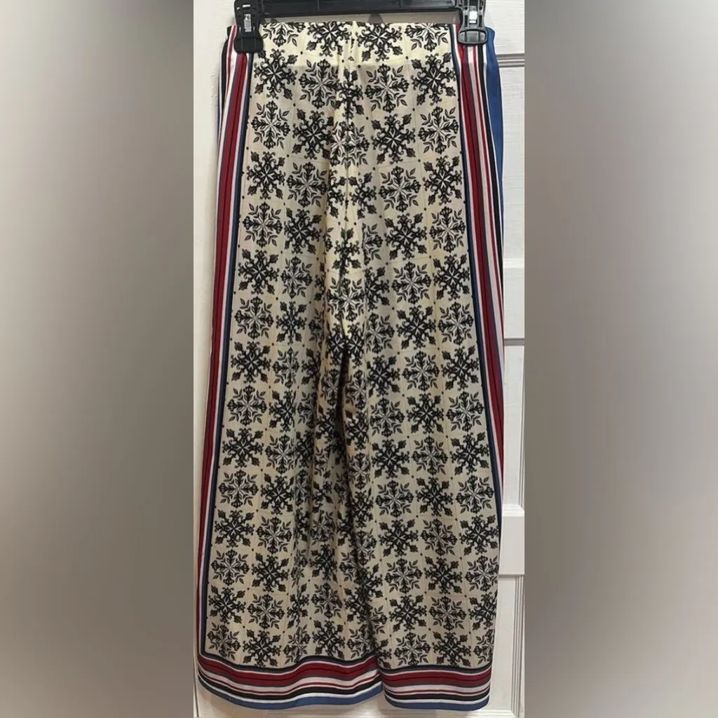Zara Flowy Printed Wide Leg High Waisted Palazzo Trousers Size XS - Image 7