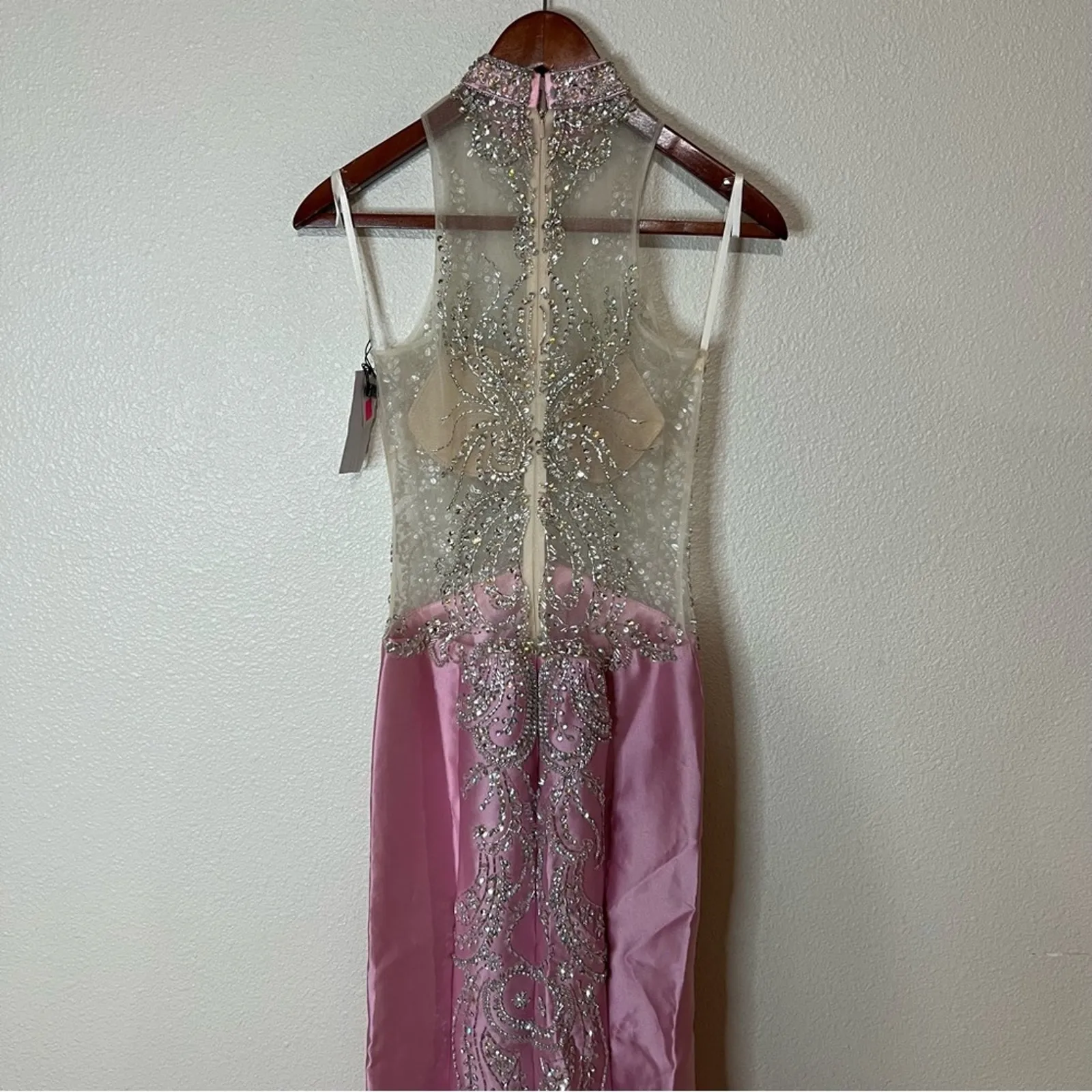 La Femme by GiGi 24562 light pink satin beaded mermaid gown NEW 0 - Image 8