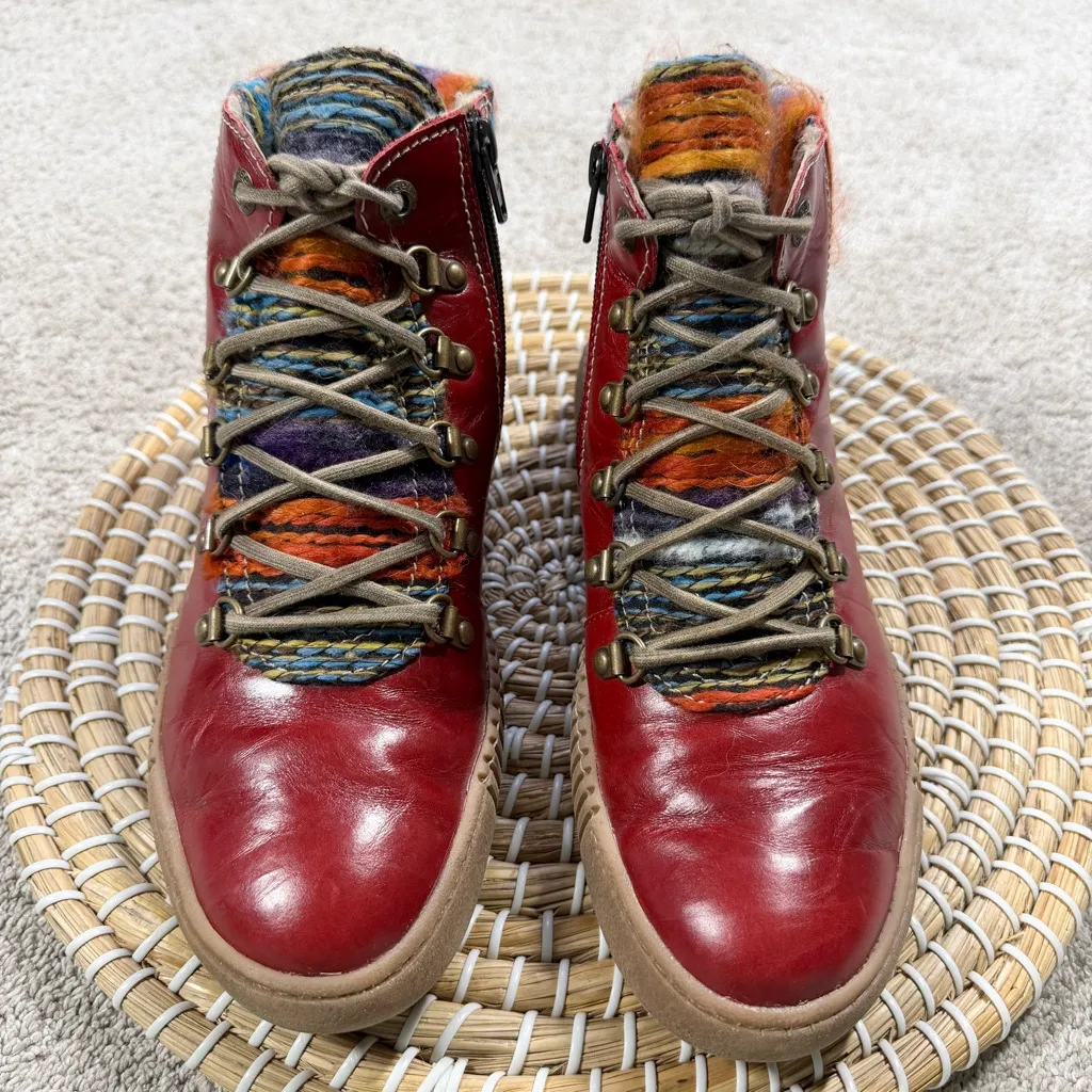 Josef Seibel Women’s Maren 06 Lace Up Leather Ankle Boot Side Zip Red 39/US 8.5 - Image 4