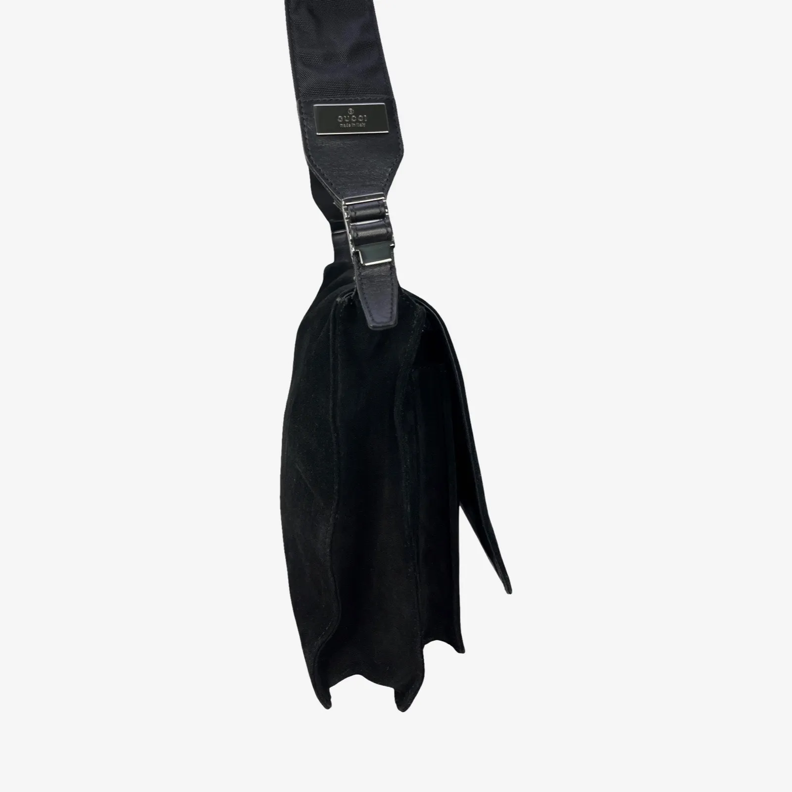 Gucci Black Suede Shoulder Bag 001 3266 Vintage Messenger Style Made In Italy - Image 13