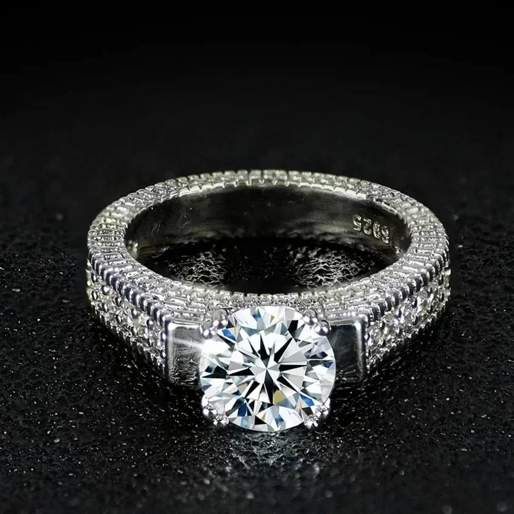 NEW Diamond Simulant Engagement Band‎ Ring Set - Image 9