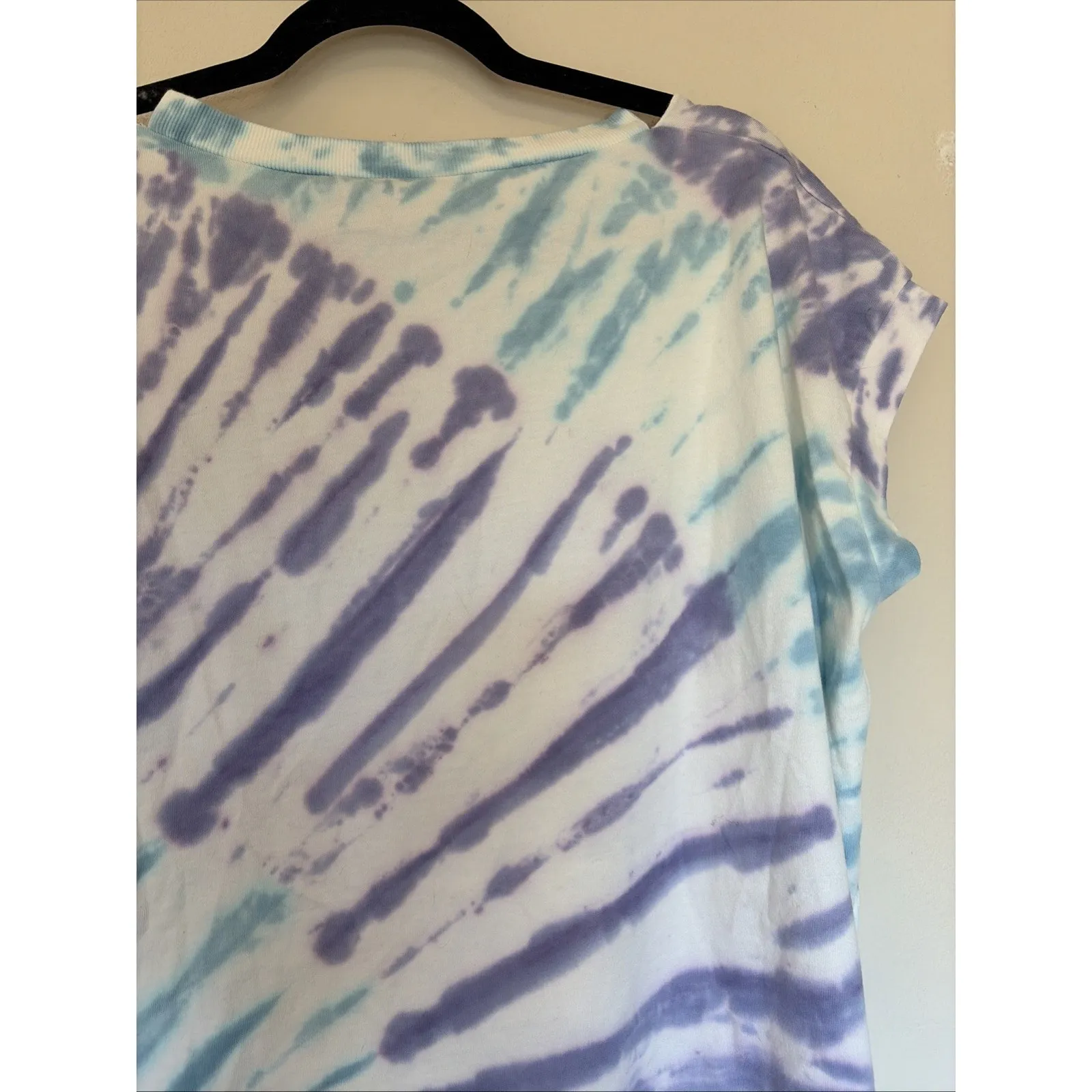 Mono‎ B Blue Purple Tie Dye Raw Neckline Tee Tshirt Shirt Womens Large NEW NWT - Image 9