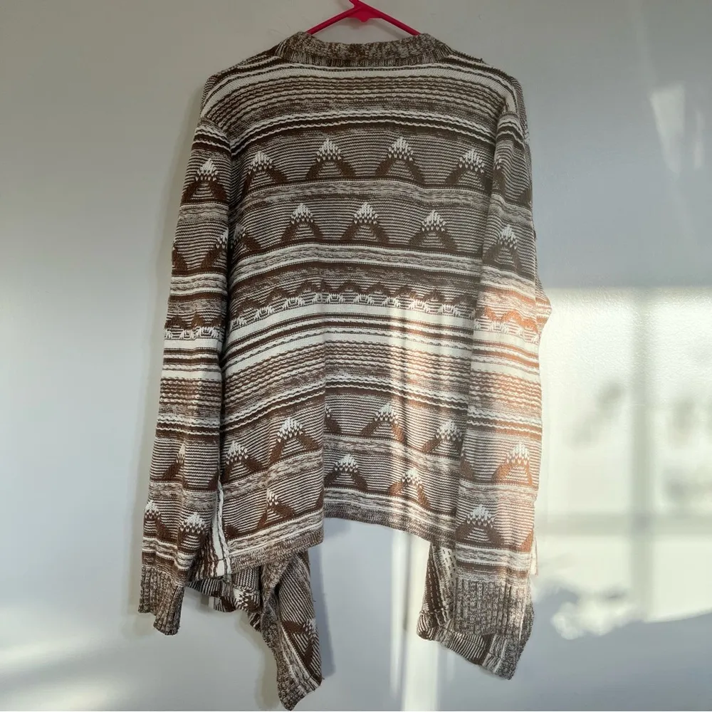 Women's Bob Timberlake Open Front Patterned Cardigan Tan & Brown‎ Size 2XL - Image 6