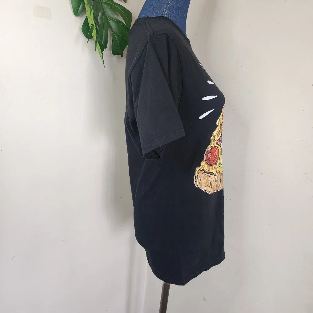 Unisex All Seeing Eye Pizza T Shirt Black - Image 3