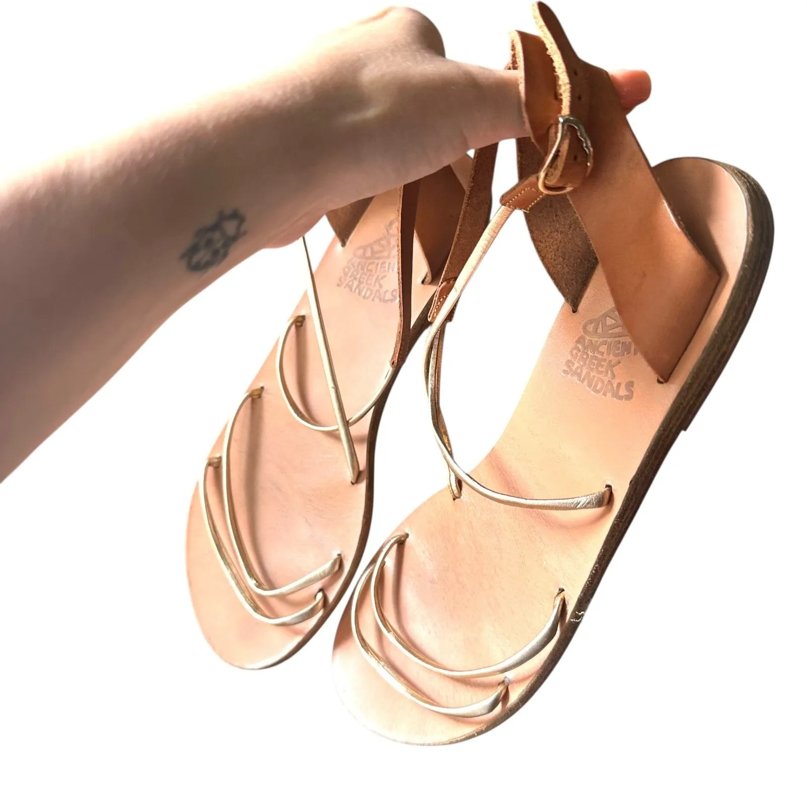 ANCIENT GREEK SANDALS Melovia Strappy Sandals‎ Sz 39 Tan - Image 2