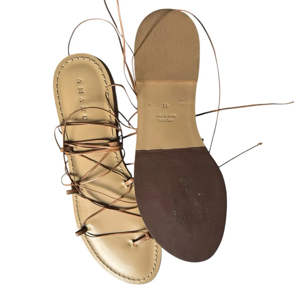 Amanu Serengeti Style 10 Wrap Gladiator‎ Sandals Nude 41 (US 11) Tan - Image 5