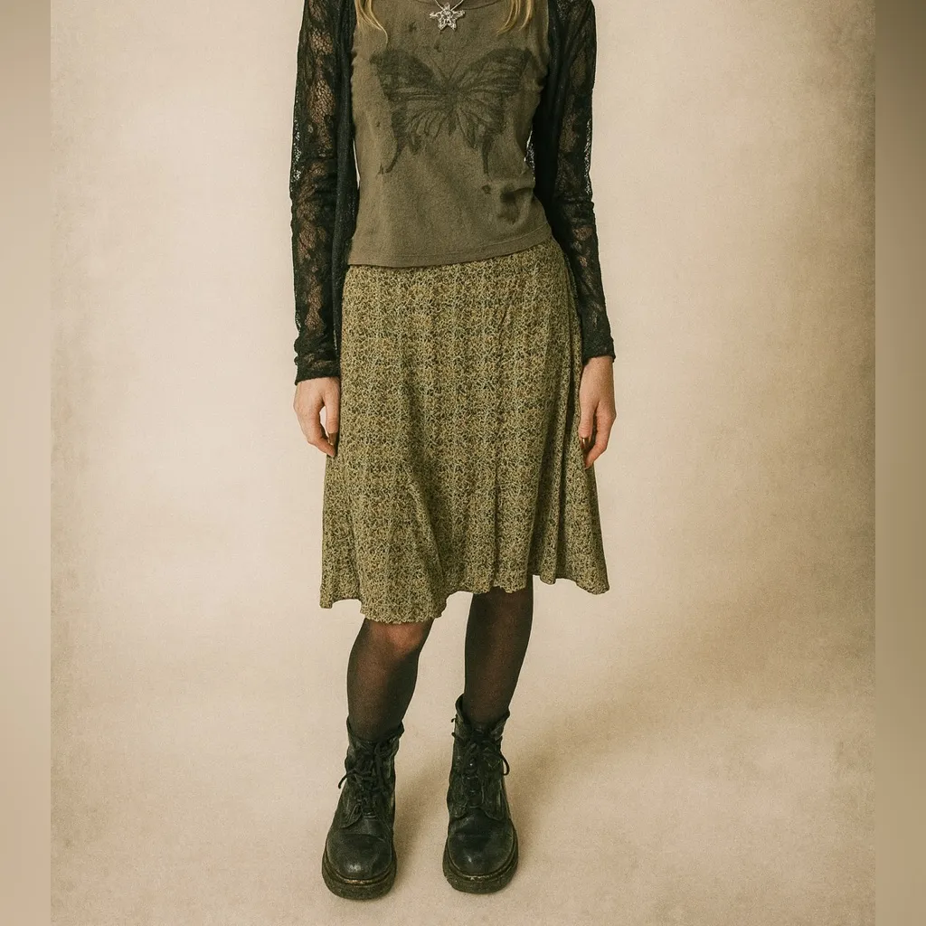 Vintage 90s Free People Ditsy Floral Mini Slip Skirt Womens Small Fairy Grunge - Image 3