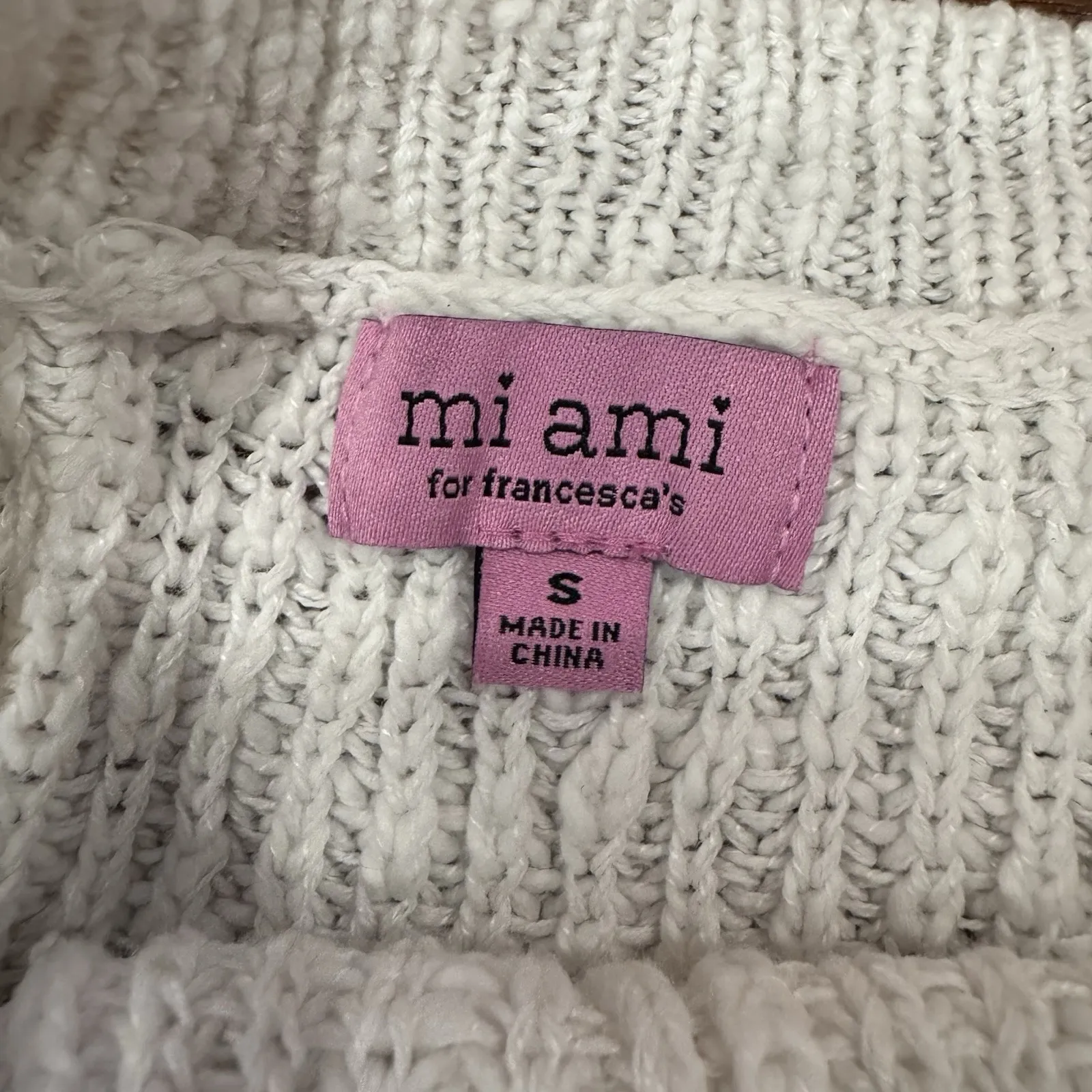 Santorini Mi Ami By Francesca Stitch Crewneck Pullover Size Women's Small‎ White - Image 3