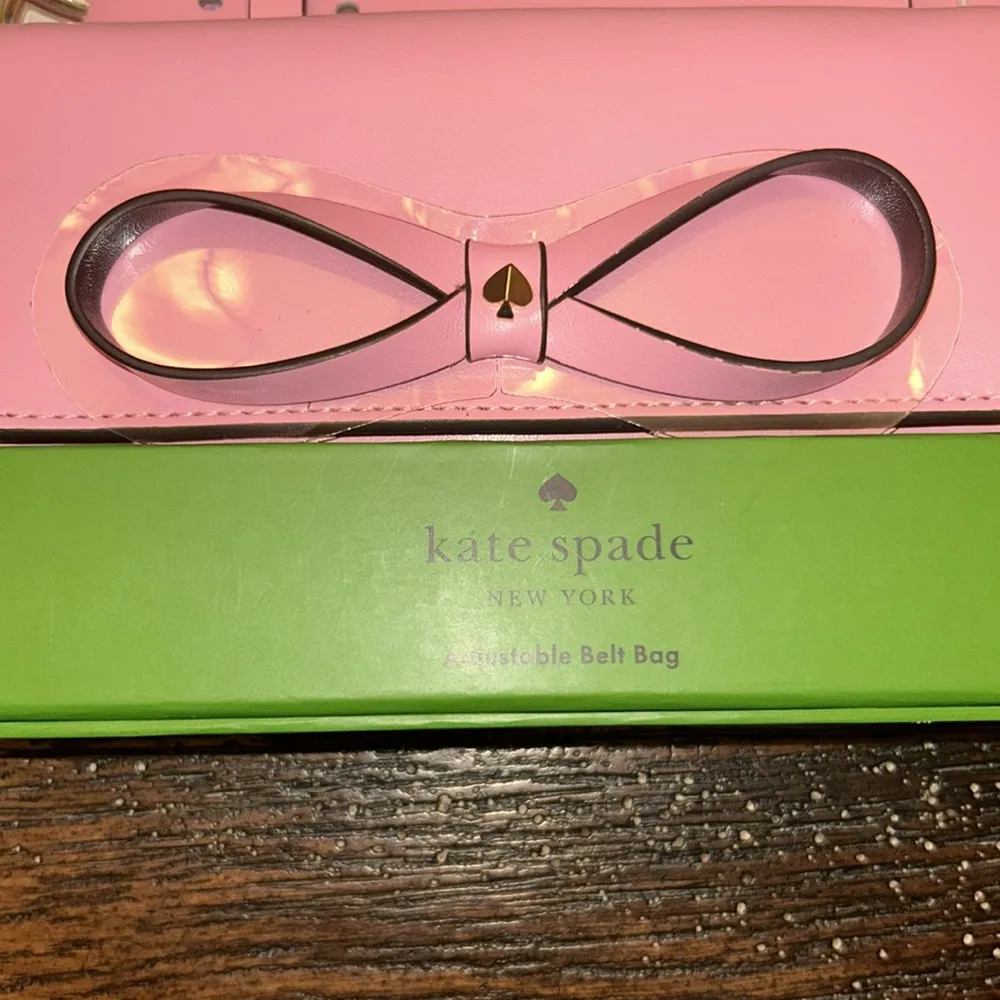 KATE SPADE Pink Studded Bow Light Pink Leather Adjustable Belt Bag S/M NEW $108 - Image 2
