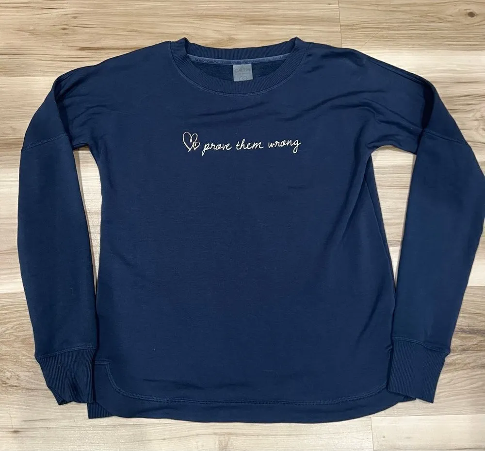 Calia Blue Prove Them Wrong Crewneck Sweatshirt Women’s Small - Image 1