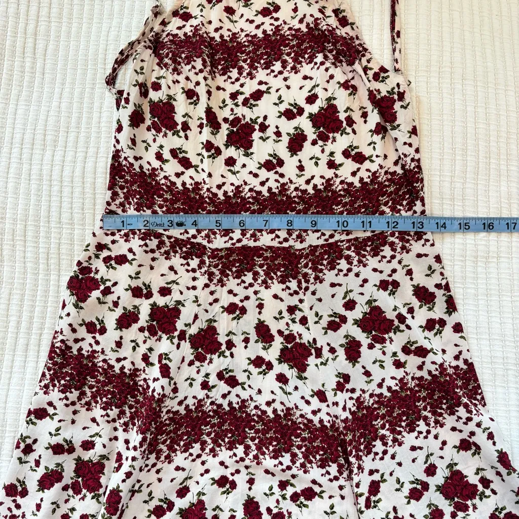 Brandy Melville Red Rose Kirsten Dress Open Back Criss Cross Straps One Size - Image 6