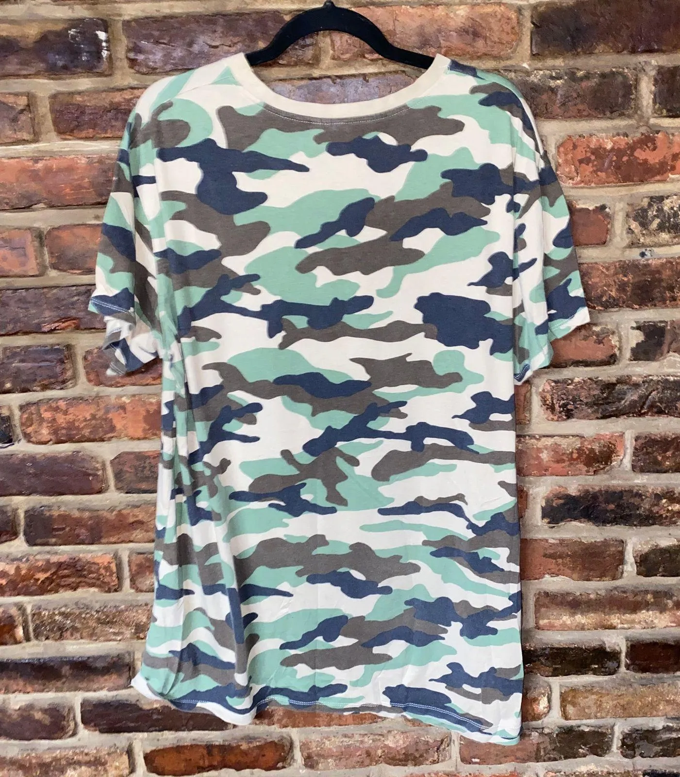 Divided H&M Green Beige Camo Camouflage Short Sleeve T-Shirt Dress Size 10 - Image 7