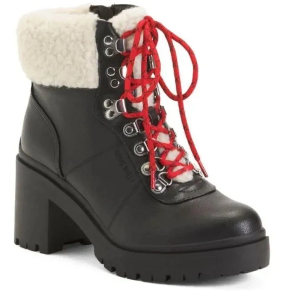 NEW Nine West Women's Faux Leather Block Heel Combat & Lace-up Boots - Image 3