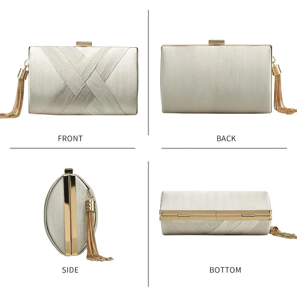 ⚡ Women's Silver Elegant Tassel Chain Strap Evening Shoulder Clutch Bag - Image 6