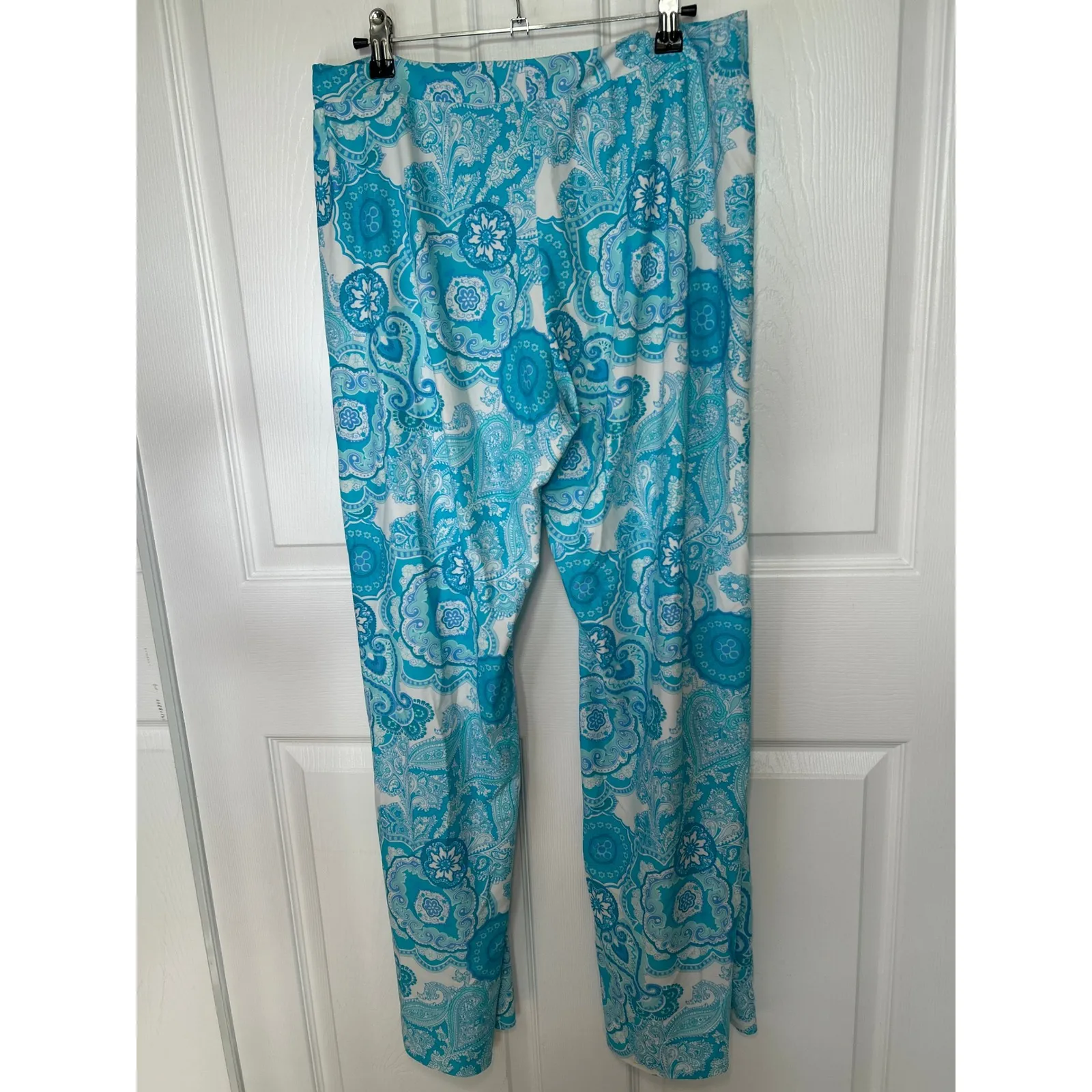 Jude Connally Wide Leg Trixie Lounge Pants Blue‎ White Paisley Women's Large Blue - Image 2