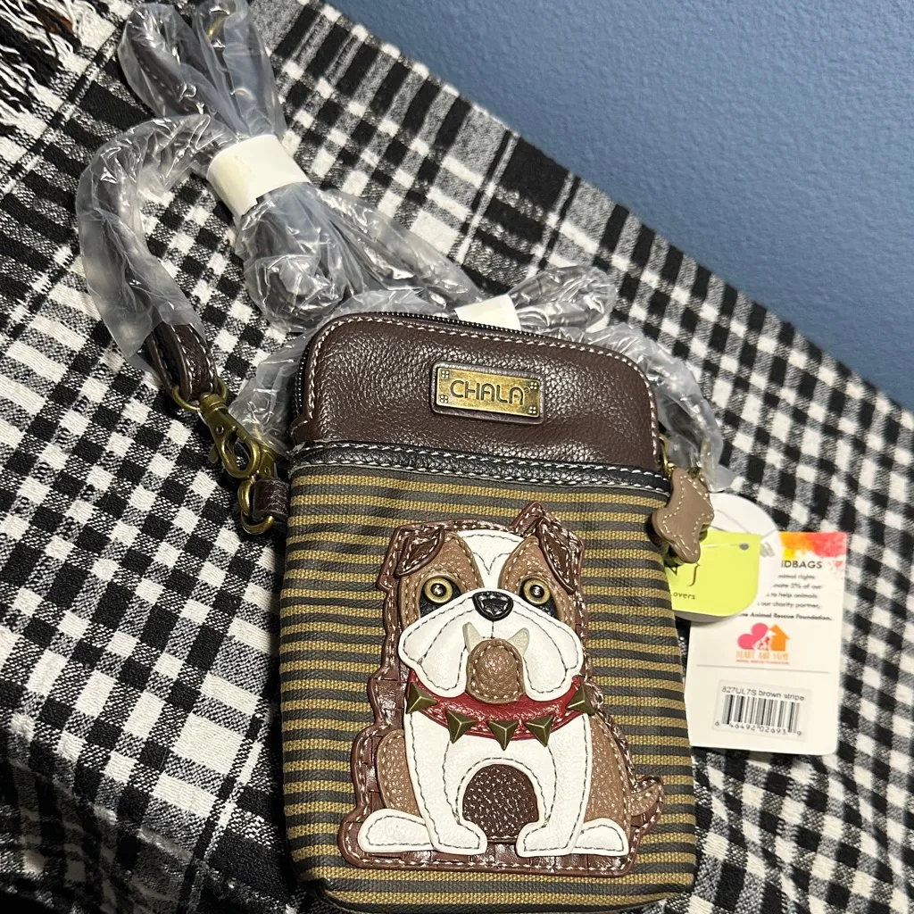 Chala  Brown and Tan Bulldog Shoulder Bag NWT - Image 11