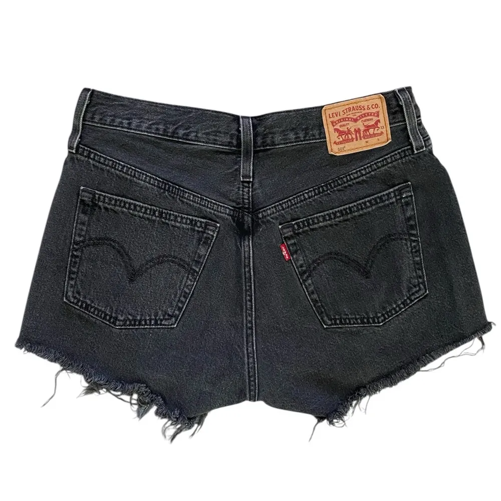 Levi's 501 Original Fit High-Rise Women's Jean Shorts Black Button Fly Size 28 - Image 5