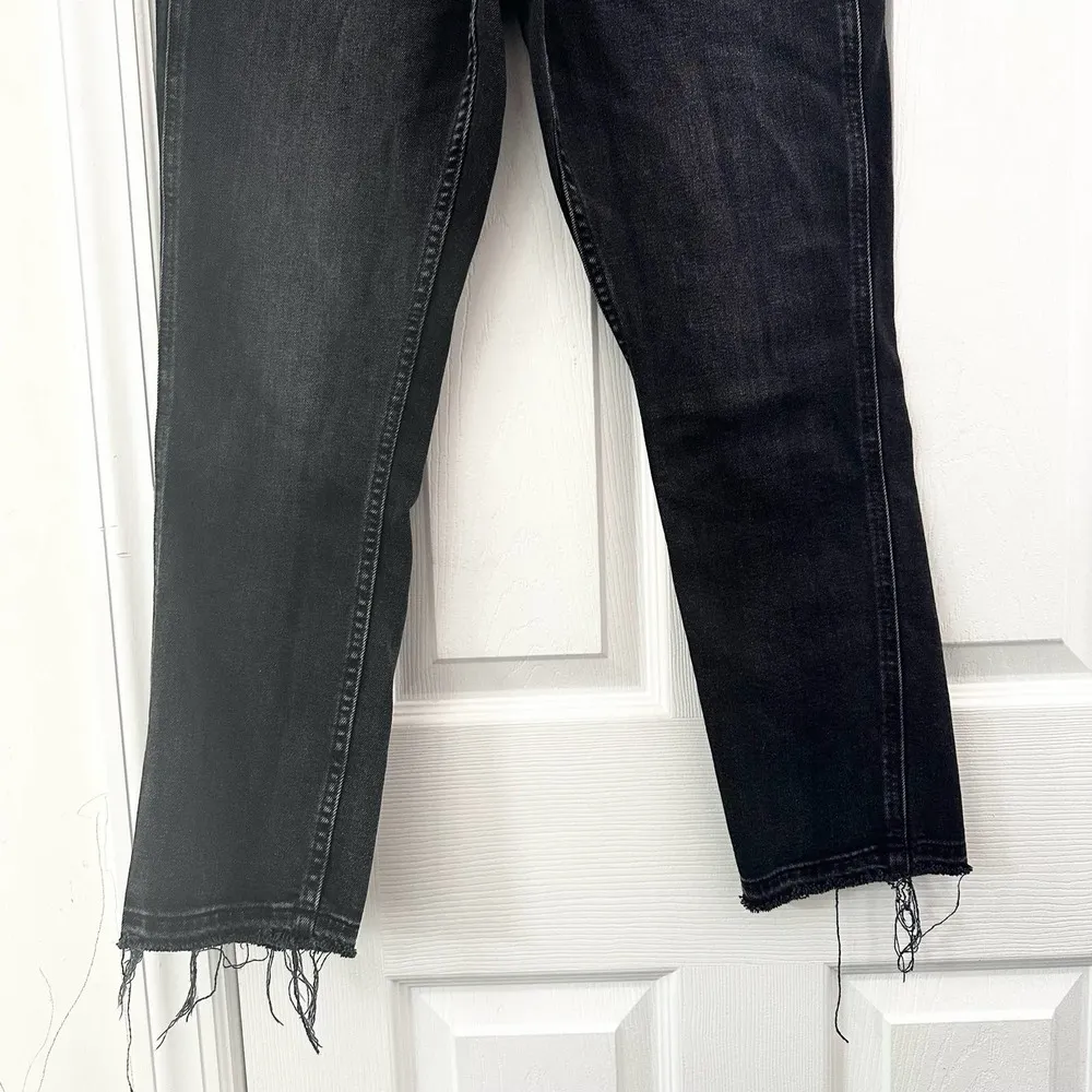 Gap  Denim Washed Black Vintage High Rise Slim Jeans Open Raw Ankle Hem 28 Short - Image 4