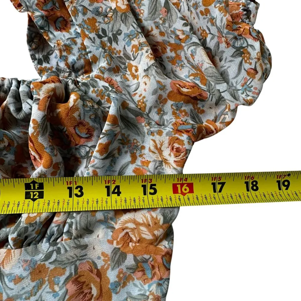 Petal and Pup Blue/Multicolor Floral Lined Side Slit Midi Dress Women 8 | 40 - Image 8