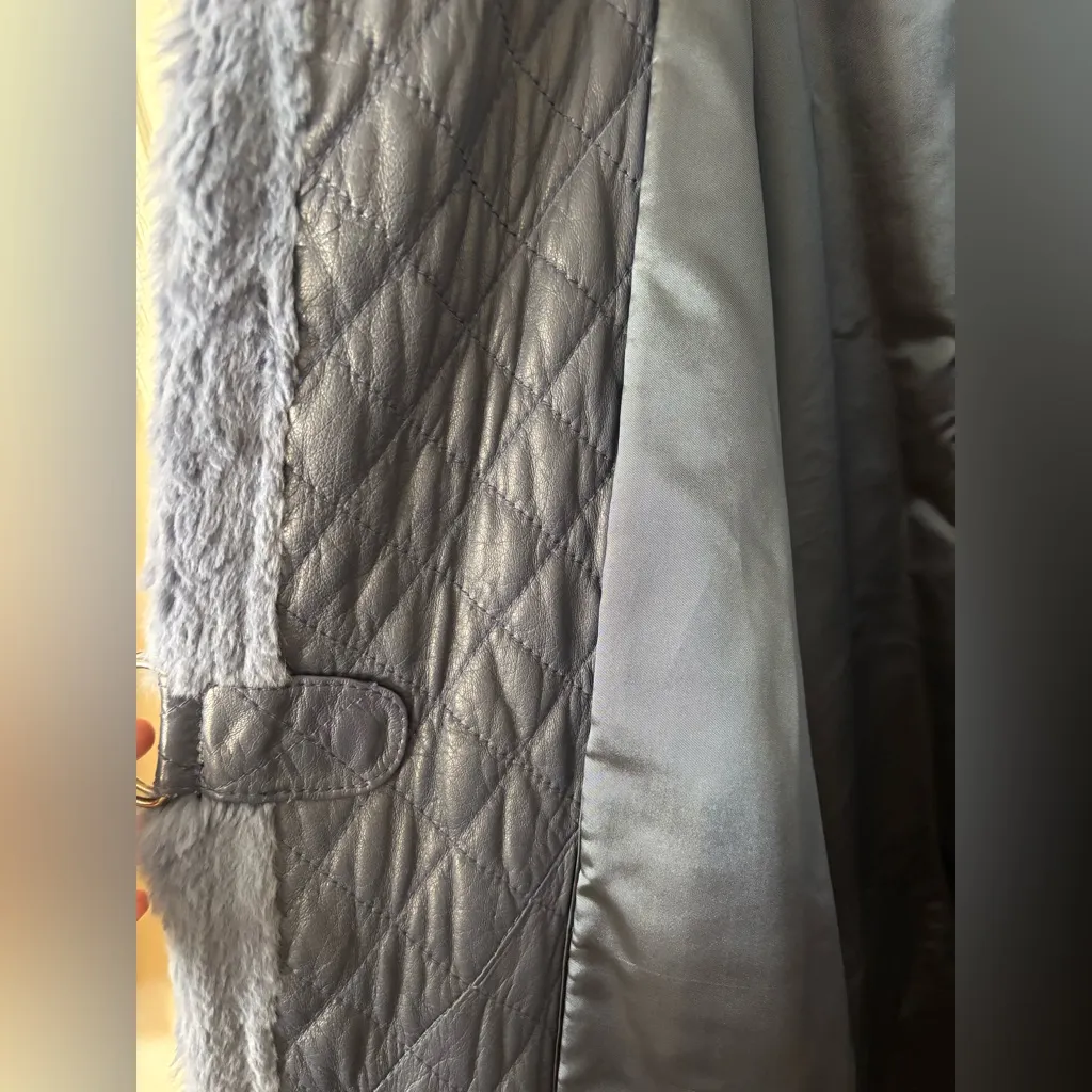 Blue Faux Fur Coat with Belt Size undefined - Image 7