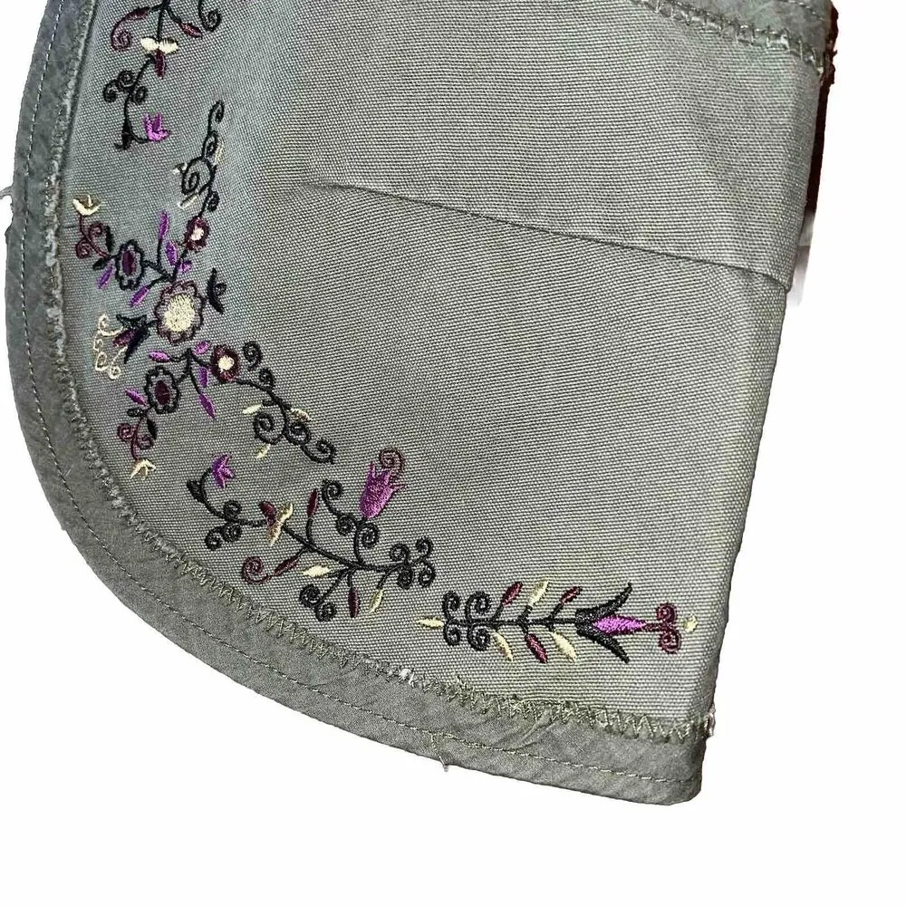 Personal Identity Green Boho Hippie Embroidered Crop Vest Short Gilet XL - Image 2