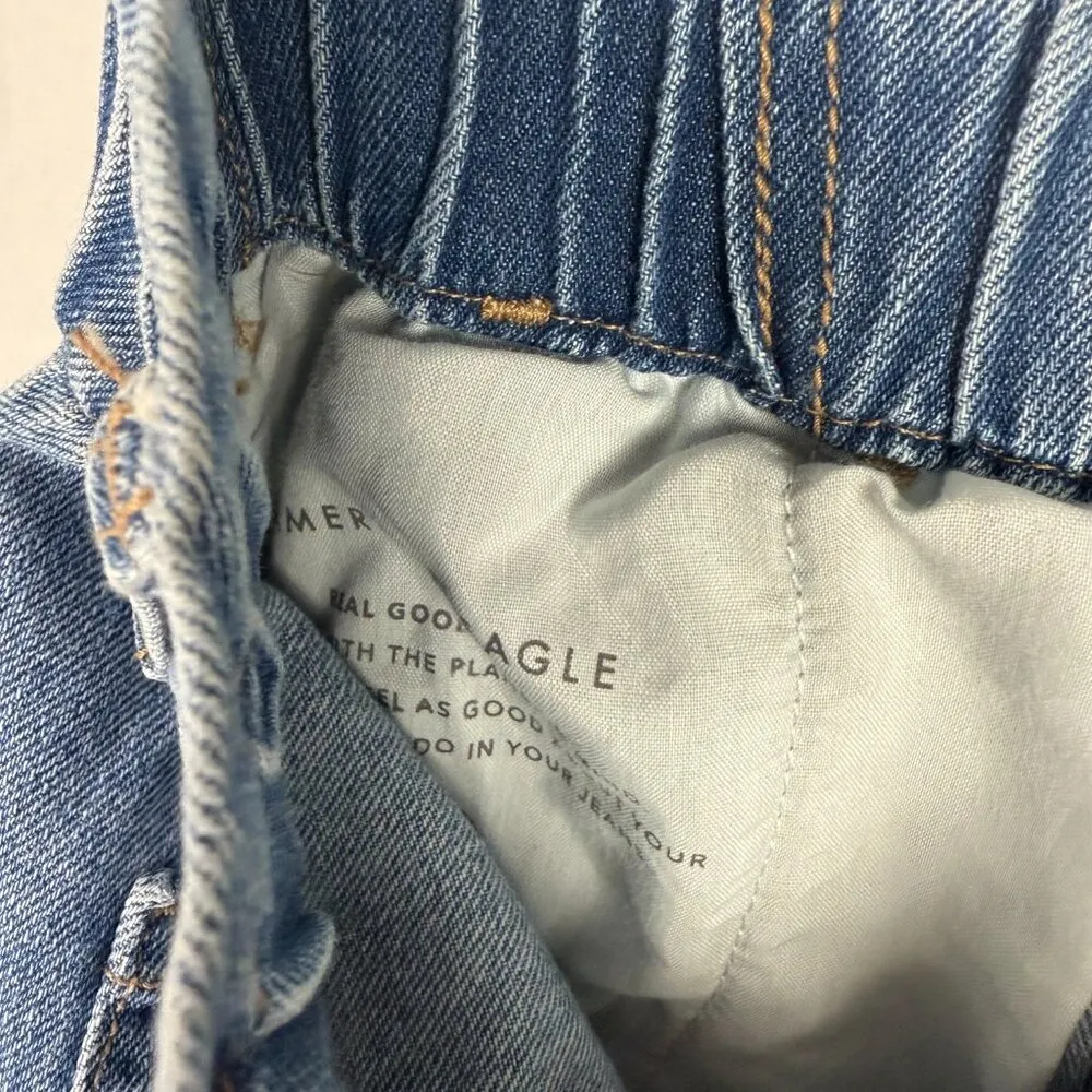 American Eagle Hi-Rise Paperbag Denim Jeans Medium Wash Size 8 SHORT 8S EUC - Image 9