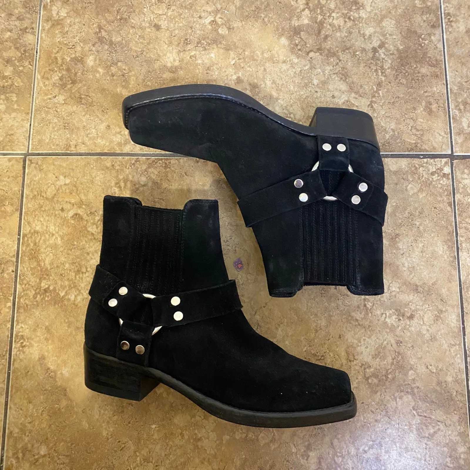 RE/DONE Black Suede Short Cavalry Harness Boots Size 41 Western 90s Grunge - Image 4