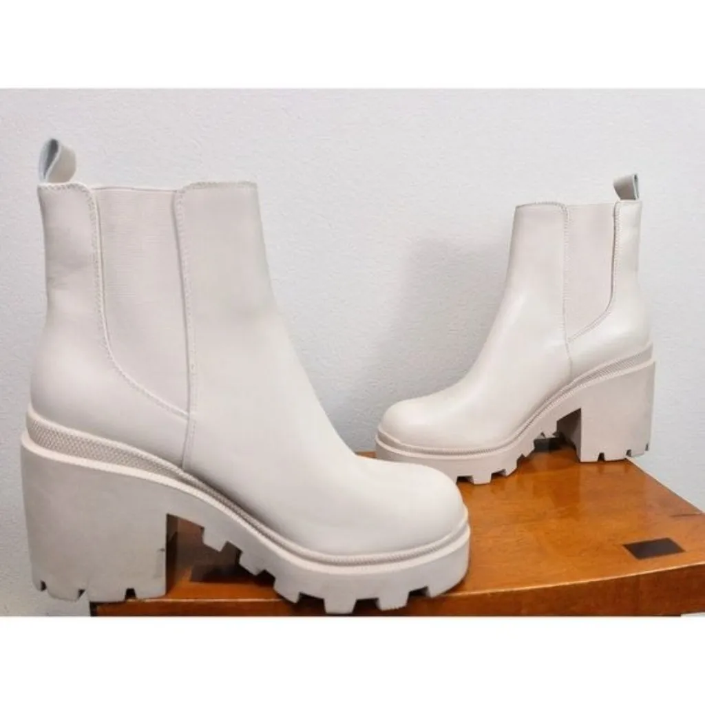 NEW Steve Madden Roxie Chelsea Heel Boot 11 Bone Leather Chunky Lug Sole - Image 10
