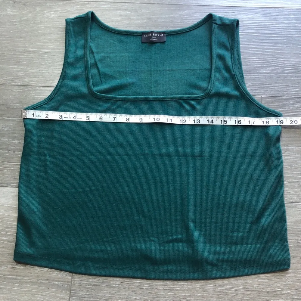 Lane Bryant Ribbed Green Green Square Neck Fitted Crop Top Size 18/20 1X - Image 5