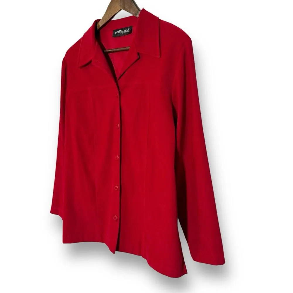 Sag Harbor Faux Suede Jacket | Petite Large | Velour Velvet | Classic Red - Image 3