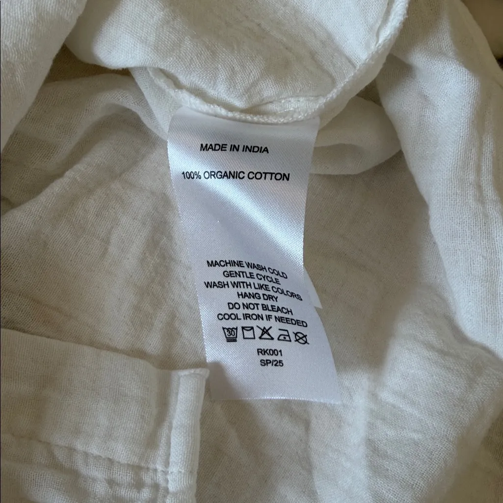 NWT Quince White Cotton Gauze Long Sleeve Shirt Sz XS - Image 7