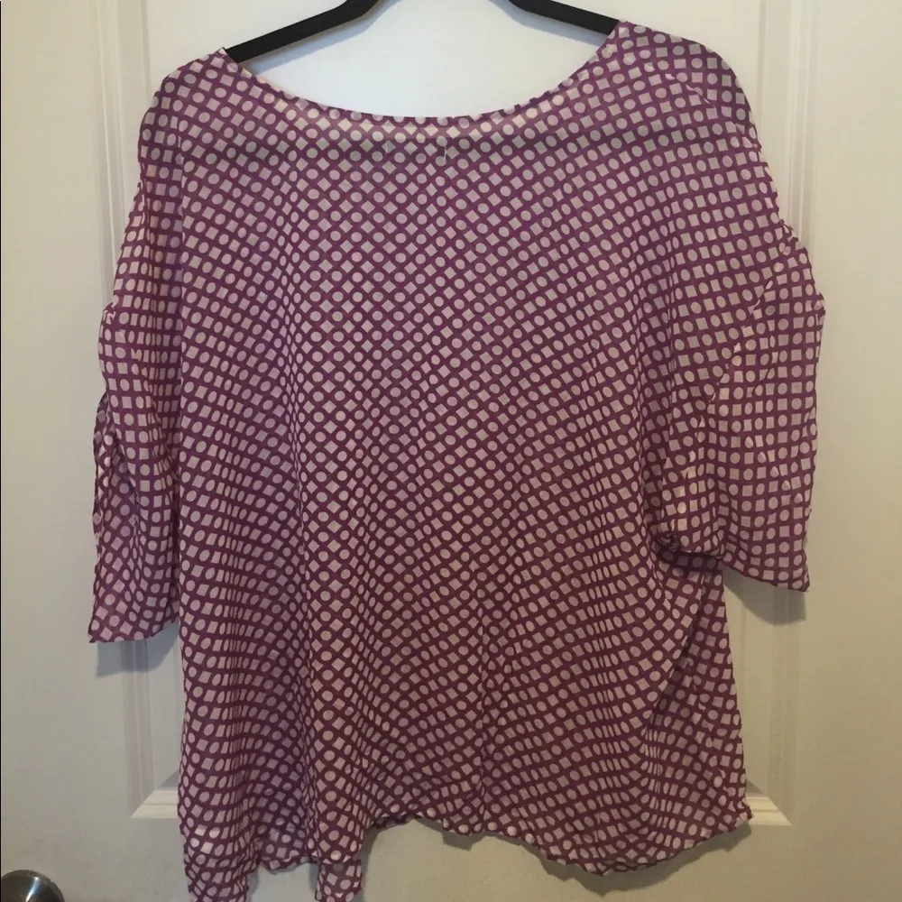 Gap Factory Purple And White Geometric Print Blouse - Image 4