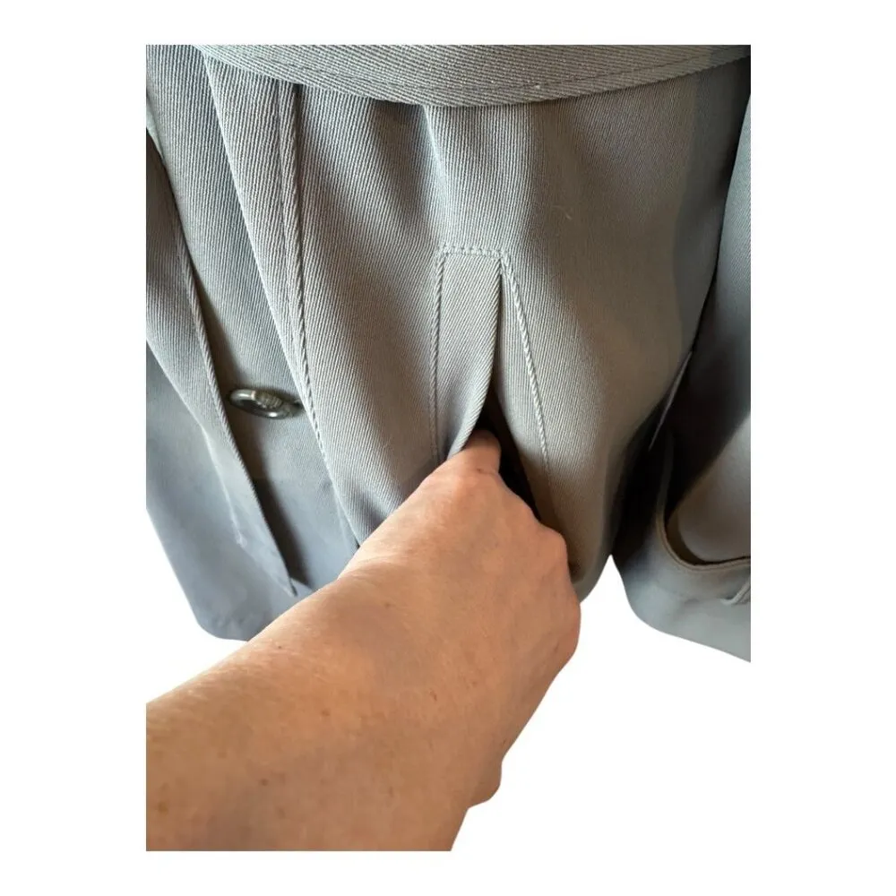 Talbots Coat Women 10 Gray Double Breasted Belted Trench Jacket Outerwear Preppy - Image 7