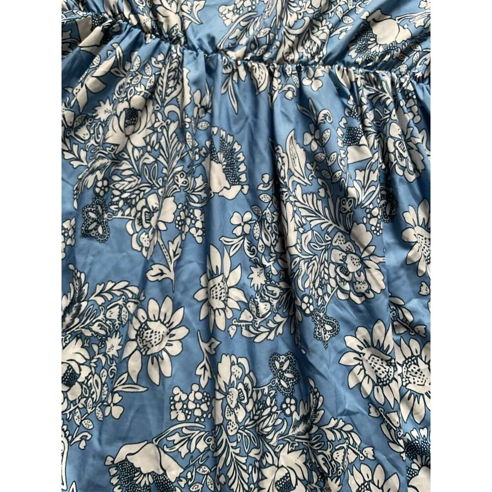 Shein Women's Light Blue Paisley  Dress  Boho Floral Print, Puff Sleeve, Sz 4XL - Image 8