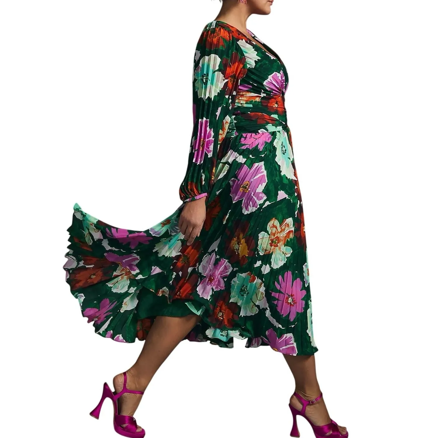 BY ANTHROPOLOGIE Pleated V-Neck Dress Size 14P New without Tag MSRP $220 SOO - Image 3