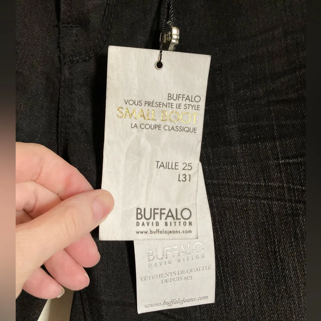 Buffalo David Bitton New Black Distressed Mid Rise Felow Bootcut Jeans #MBG - Image 6