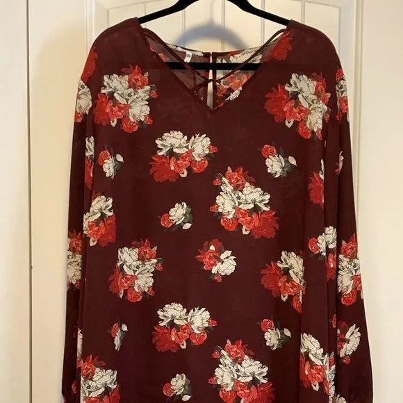 Maurice Sheer Top Flutter Dressy Blouse Plus Size 3X‎ Long Sleeve Workwear # - Image 2