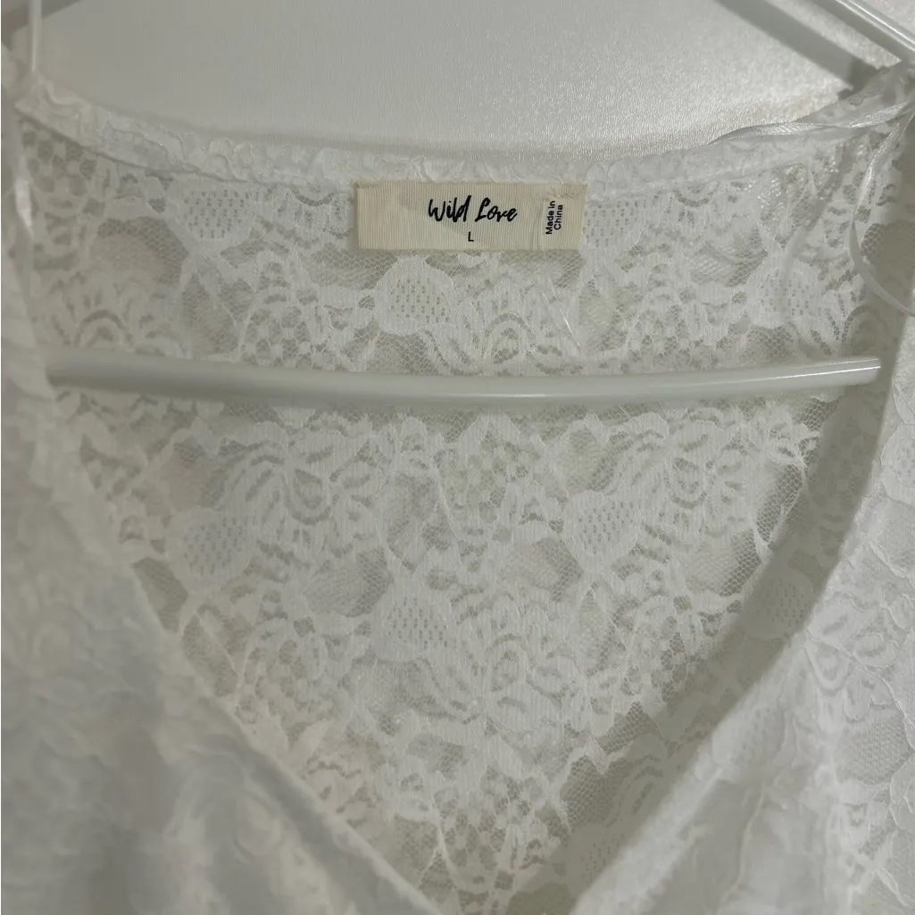 Wild Love white lace blouse. Size L. New with tag. Size L - Image 5