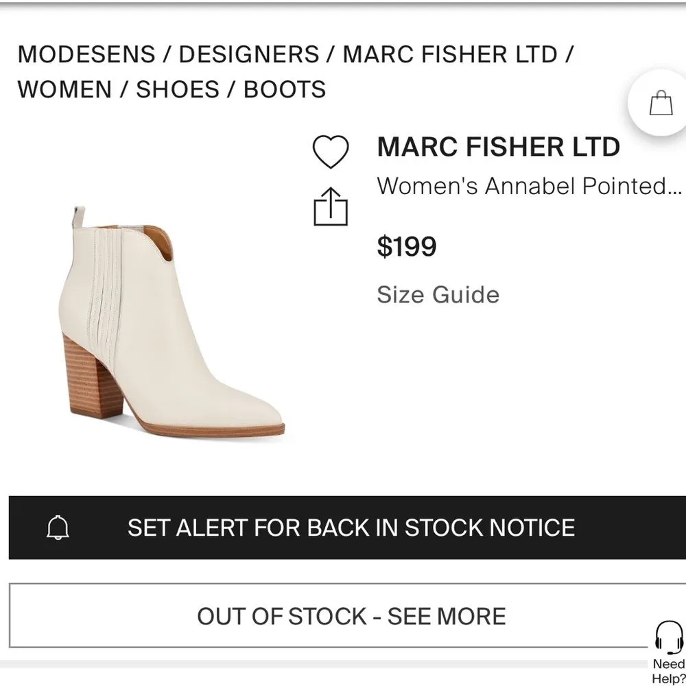 Marc Fisher Annabel Western Ankle Booties Pointed Toe block heel Cream Ivory 10 - Image 10