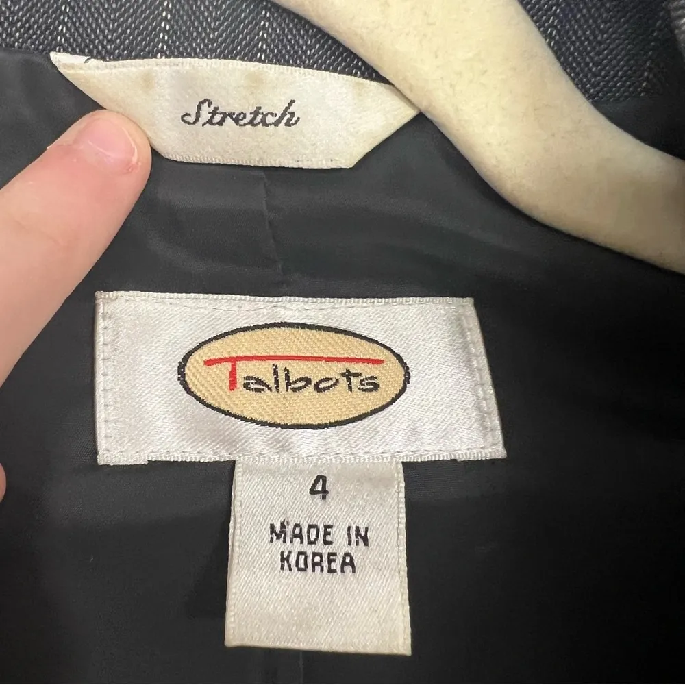 Talbots Grey Striped Classic Fitted Blazer Jacket Womens 4 Preppy Academia Work - Image 2