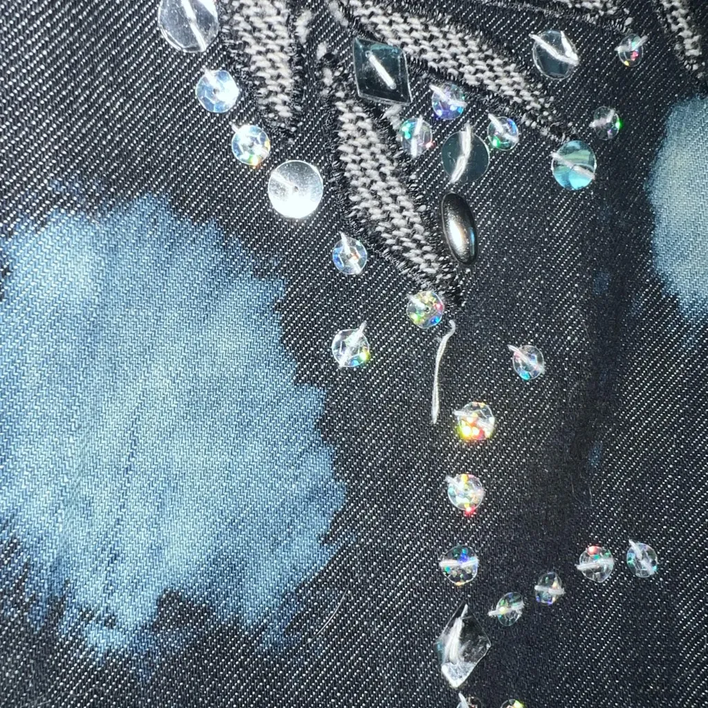 Sandy Starkman Vintage Open Front Blazer Size Small with Lace, Sequin and floral Black - Image 7