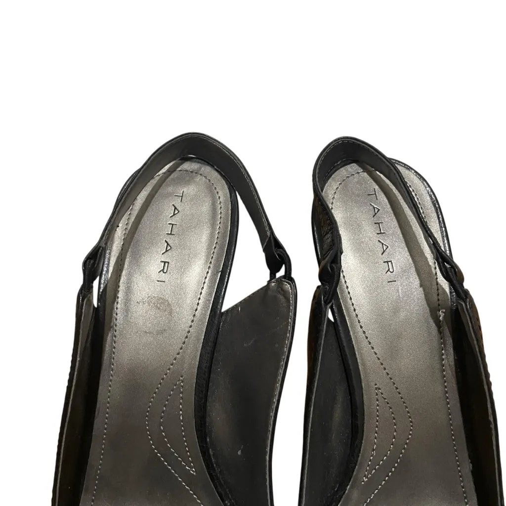 Tahari Lacey Slingback Peep Toe Stiletto Heel Pumps Black Women Size 11M - Image 6
