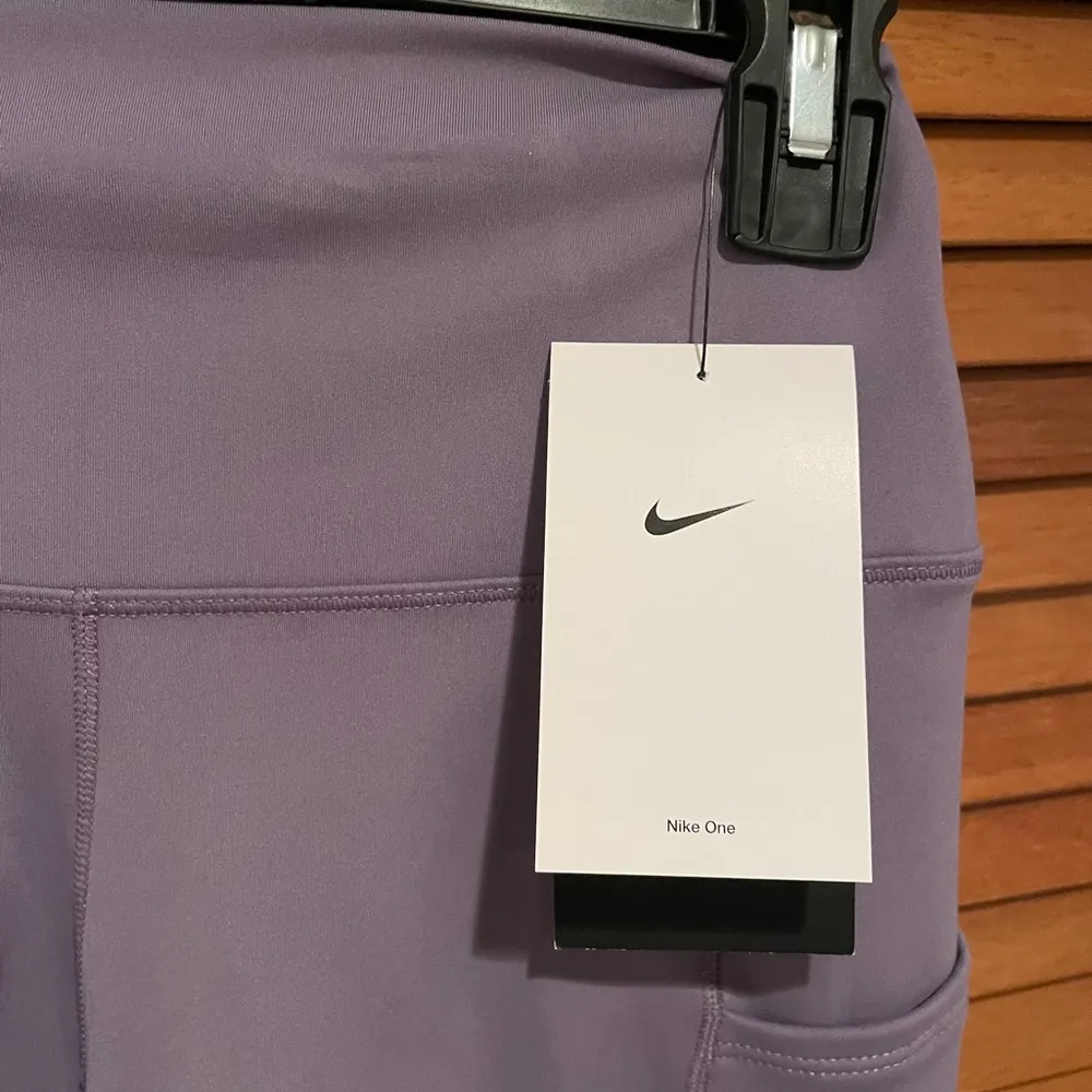 Nike One Dri-Fit Purple High Rise 8” Length Athletic Biker Shorts Sz S NWT - Image 3