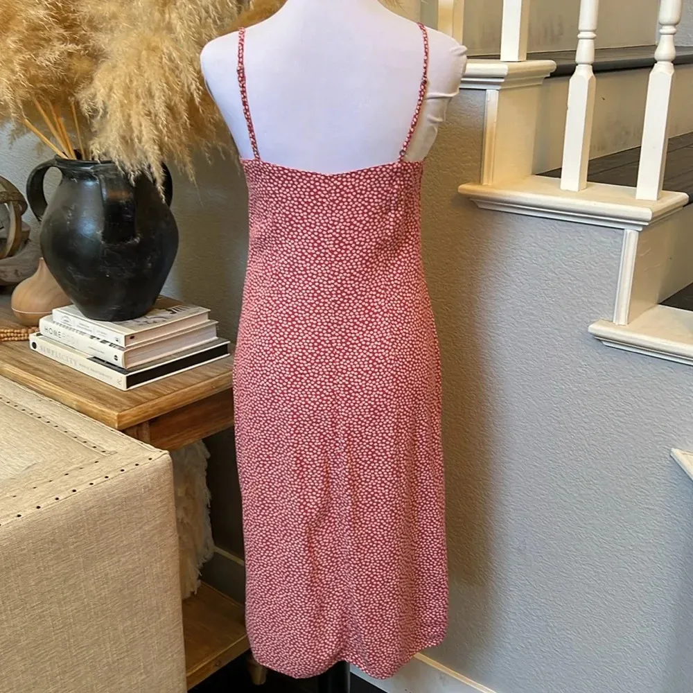 Red Floral Slip Dress, Size Small - Image 5