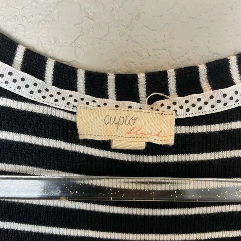 CUPIO Black and White Striped Long Length Ribbed Tank Top Size L - Image 3
