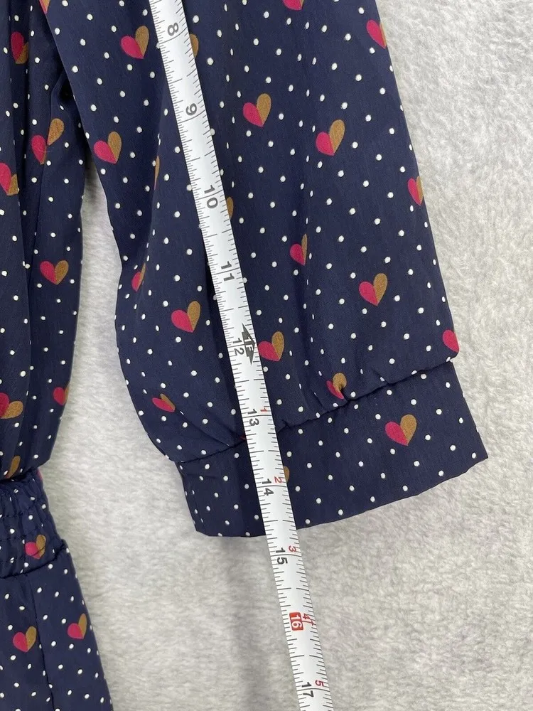 Unbranded Dotted Heart Blue White Size Small Vintage Dress Front Bow - Image 4